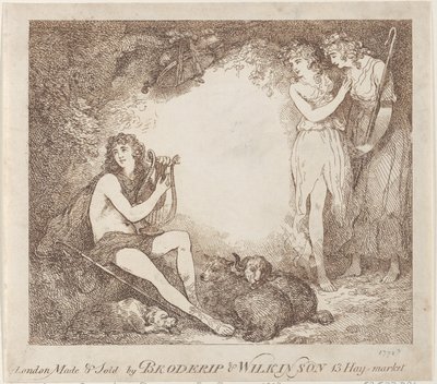 Apollo, Lyra a Daphne Obchodní karta ilustrující Marian, operu, 1797-99., 1797-99. od Thomas Rowlandson