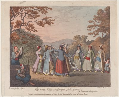 Jak mnoho figur, tančí, navrhuje, Jak se vlny valí po moři, když bouře točí..., 31. července 1804. od Thomas Rowlandson