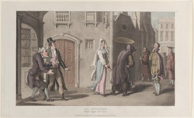 V Avignonu, First Sight of Clara, z Journal of Sentimental Travels v ..., 1. prosince 1817. od Thomas Rowlandson