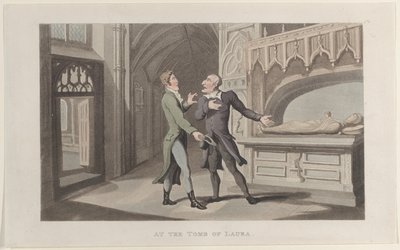 U hrobky Laury, z Journal of Sentimental Travels v jižních provinciích..., 1817-21. od Thomas Rowlandson