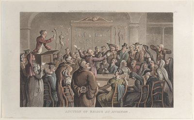 Aukce relikvií v Avignonu, z Journal of Sentimental Travels v jižní provincii..., 1821. od Thomas Rowlandson