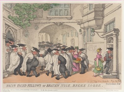 Bacon Faced Fellows of Brazen Nose, Broke Loose, 1811., 1811. od Thomas Rowlandson