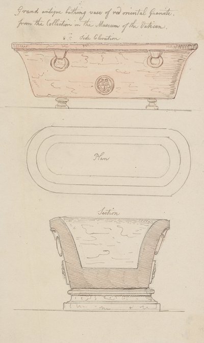 Koupací váza z červené žuly, Vatikán od Thomas Rowlandson