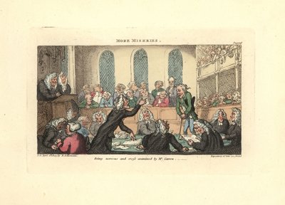 Být nervózní a křížově vyslýchaný panem Garrowem. od Thomas Rowlandson