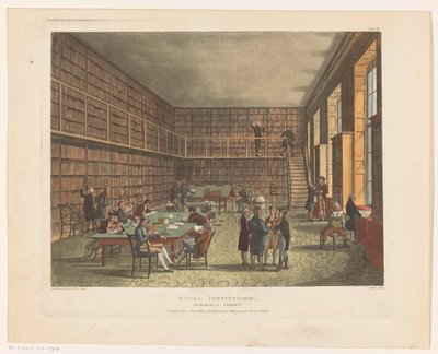 Knihovna Královské instituce v Londýně Royal Institution, Albemarle Street (název na objektu) od Thomas Rowlandson