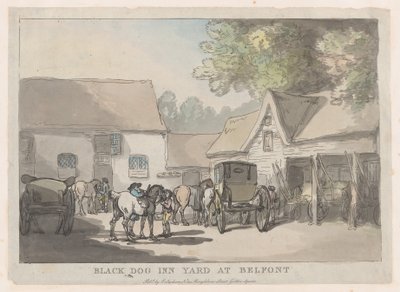 Black Dog Inn Yard At Belfont, 1785-87., 1785-87. od Thomas Rowlandson