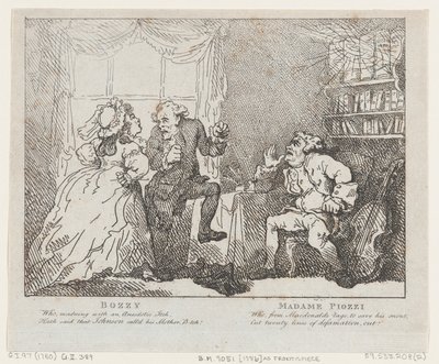 Bozzy a Madame Piozzi Frontispiece, Bozzy a Piozzi od Petera Pindara, 1780-86., 1780-86. od Thomas Rowlandson
