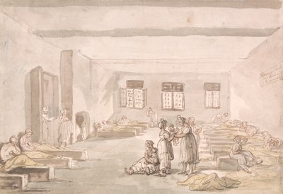 Bridewell, místnost pro propouštění, nápravný ústav od Thomas Rowlandson