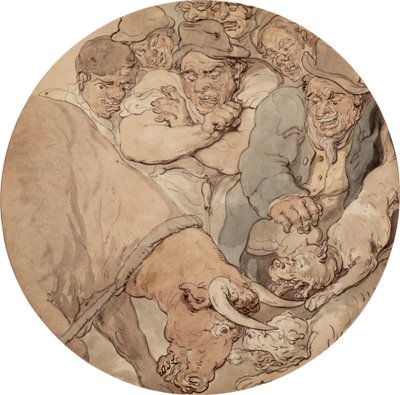 Vábení býků 1810 (litografie) od Thomas Rowlandson