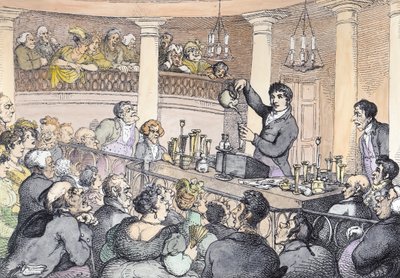 Chemické přednášky, c.1809 (pozdější zbarvení) od Thomas Rowlandson