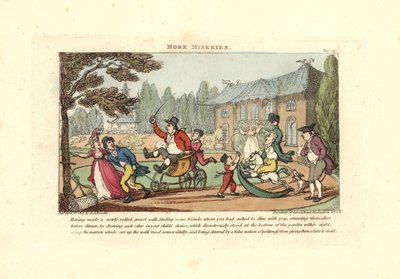 Děti hrající si na vozících rozřezávají nově naválcovaný štěrk od Thomas Rowlandson