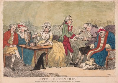 Městské námluvy, hospoda. 1786 (ručně kolorovaná rytina) od Thomas Rowlandson
