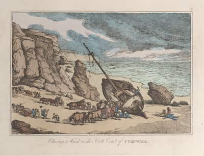 Clearing a Wreck on North Coast of Cornwall, from Sketches from Nature, 1822., 1822. od Thomas Rowlandson