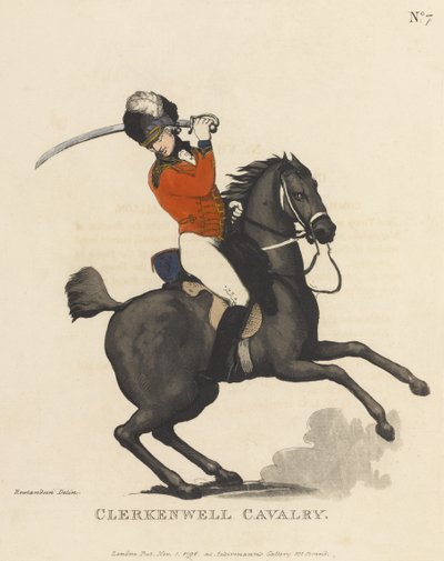 Clerkenwell Cavalry, kolem 1799 (barevná akvatinta) od Thomas Rowlandson