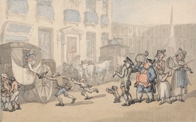 Pohodlí Bath: Přijíždějící trenéři od Thomas Rowlandson