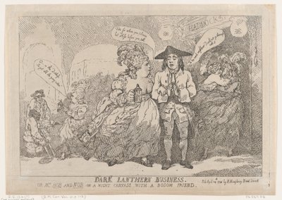 Dark Lantern Business aneb, paní Hobová a Nob na nočním plátně s ňadrem Pá..., 24. dubna 1784. od Thomas Rowlandson