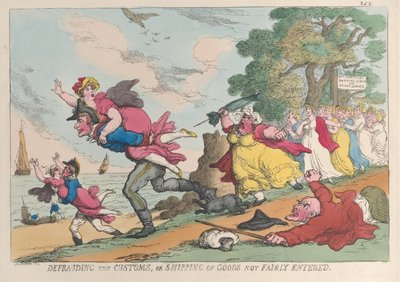 Podvod na celním úřadu nebo přeprava zboží, které nebylo řádně deklarováno od Thomas Rowlandson