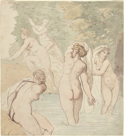 Koupání Diany a jejích nymf od Thomas Rowlandson