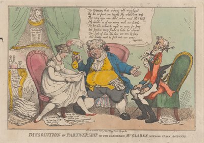 Dissolution of Partnership, aneb pracovitá paní Clarkeová likvidující svůj účet..., 15. února 1809. od Thomas Rowlandson