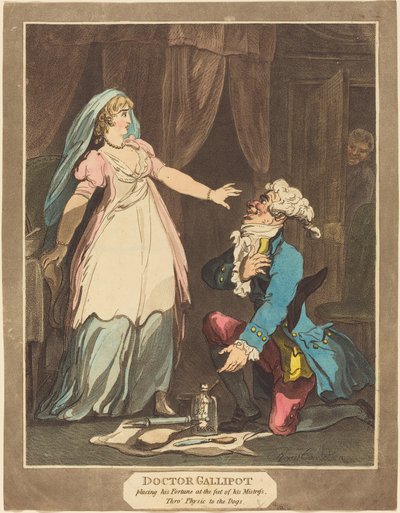 Doktor Gallipot položil své jmění k nohám své paní, 1808. od Thomas Rowlandson