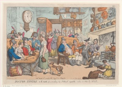 Doktor Syntax, uprostřed žhavé politické hádky, přání, aby..., 31. srpna 1813. od Thomas Rowlandson