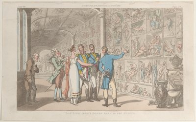 Don Luigi se setkává s Donnou Annou v muzeu z Neapole a Campagna Felice: v..., 1. června 1815. od Thomas Rowlandson