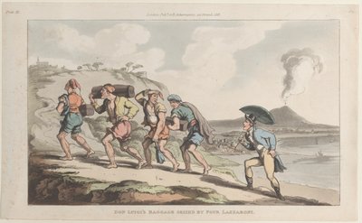 Zavazadlo dona Luigiho zabavené čtyřmi Lazzaroni, z Neapole a Campagna Felice..., 1. června 1815. od Thomas Rowlandson