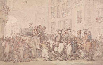 Dr. Syntax se účastní popravy od Thomas Rowlandson