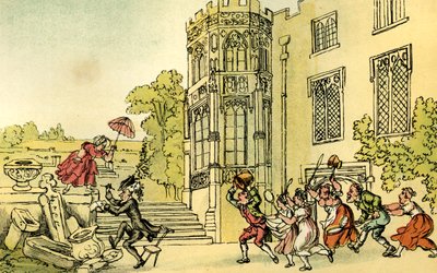 "Dr Syntax a včely" od Thomas Rowlandson