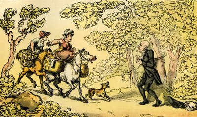"Doktor Syntax přivázaný ke stromu lupiči" od Thomas Rowlandson
