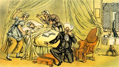 "Doktor Syntax naříká nad ztrátou své ženy" od Thomas Rowlandson