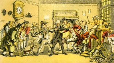 "Doktor Syntax přítomen při hádce v kavárně" od Thomas Rowlandson