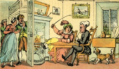 "Doktor Syntax se vrátil ze svého turné" od Thomas Rowlandson