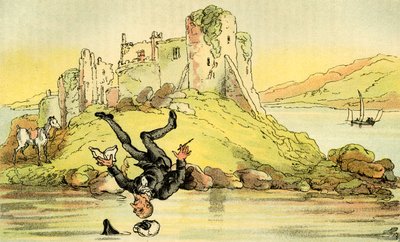 "Doktor Syntax padá do vody" od Thomas Rowlandson