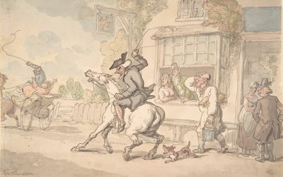 Dr. Syntax s Balky Horse Před hospodou, 18.-19. století. od Thomas Rowlandson