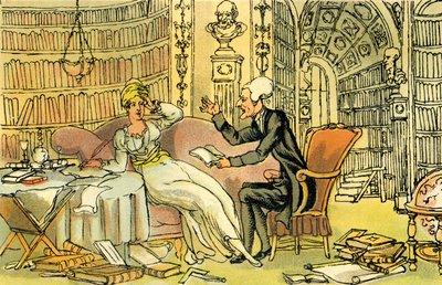 "Dr Syntax s modrou punčochovou kráskou" od Thomas Rowlandson