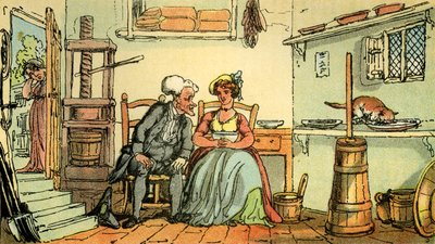 "Doktor Syntax s mlékárnou" od Thomas Rowlandson