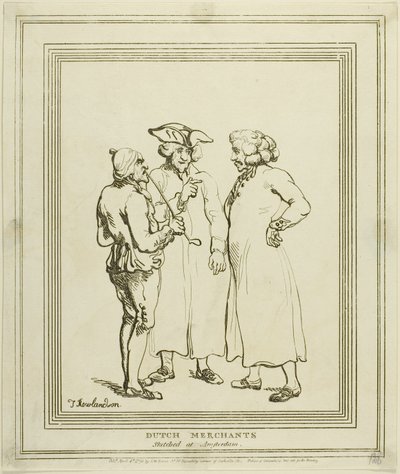 Holandští obchodníci načrtnutý v Amsterdamu od Thomas Rowlandson