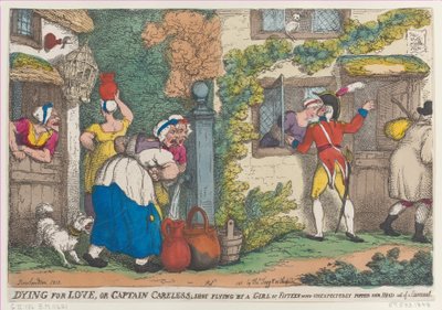 Umírání pro lásku aneb Captain Careless, Shot Flying od Patnáctileté dívky, která Unexpectedly Pop..., 1810. od Thomas Rowlandson