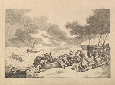 Plavba z Brighthelmstone do Diepp[e] (z knihy „Imitations of Modern Drawings“) od Thomas Rowlandson