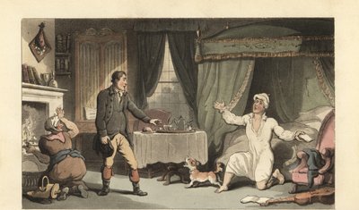 Anglický gentleman dostává dopis od své rodiny od Thomas Rowlandson