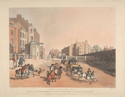 Vchod z Oxford Street nebo Tyburn Turnpike (č. 4) od Thomas Rowlandson