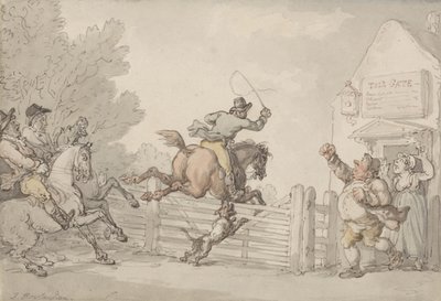 Evading the Toll, c.1805-10 (grafit, pero, inkoust a w/c na papíře) od Thomas Rowlandson