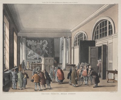 Úřad pro spotřební daně, Broad Street od Thomas Rowlandson