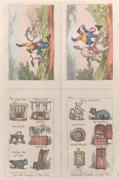 Módní nábytek v Hogs Norton, Mathematical Horsemanship, 1809., 1809 od Thomas Rowlandson
