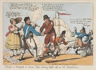 „Zapomeň a odpusť“ aneb „Poctivý Jack si podává ruku se starým známým“ od Thomas Rowlandson