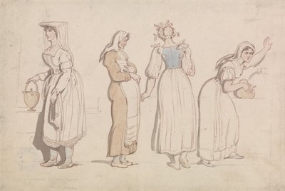 Čtyři ženy u studny v Římě od Thomas Rowlandson