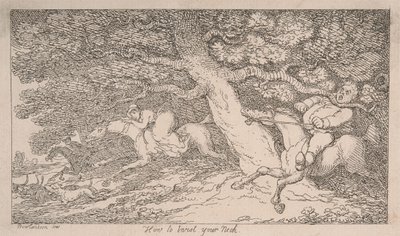Lov na lišky: Jak si vykloubit krk [z knihy „Rady pro sportovce“] od Thomas Rowlandson