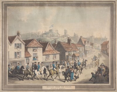 Lov na lišku [čtyřdílná série]:  4. Návrat z lovu. / Scéna v Eatonu od Thomas Rowlandson