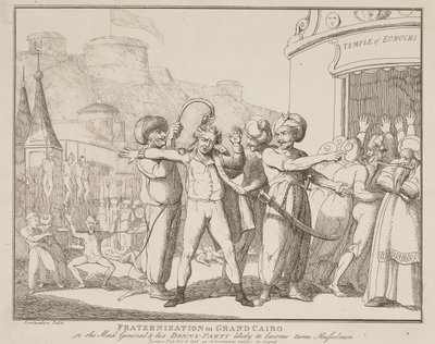 „Fraternization in Grand Cairo“ aneb „Šílený generál a jeho veselá parta“, kteří se zřejmě stanou poslušnými muslimy od Thomas Rowlandson